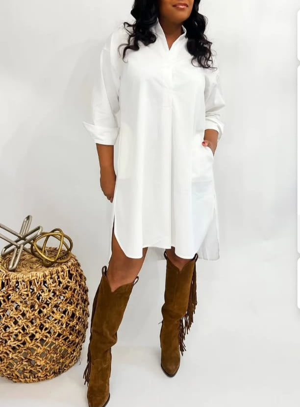 JAPANESE-STYLE WHITE T-SHIRT DRESS