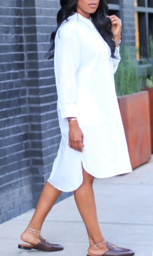 JAPANESE-STYLE WHITE T-SHIRT DRESS