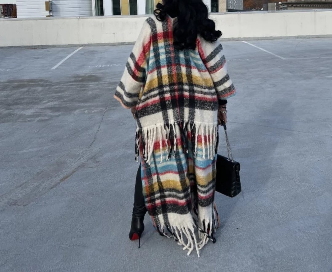 BRUXELLES PLAID KIMONO COAT