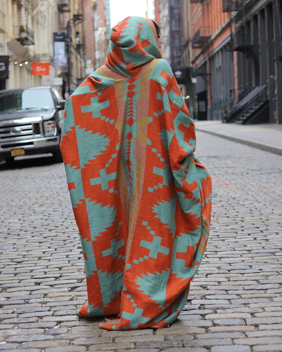 NINA ORANGE HOODED KIMONO COAT