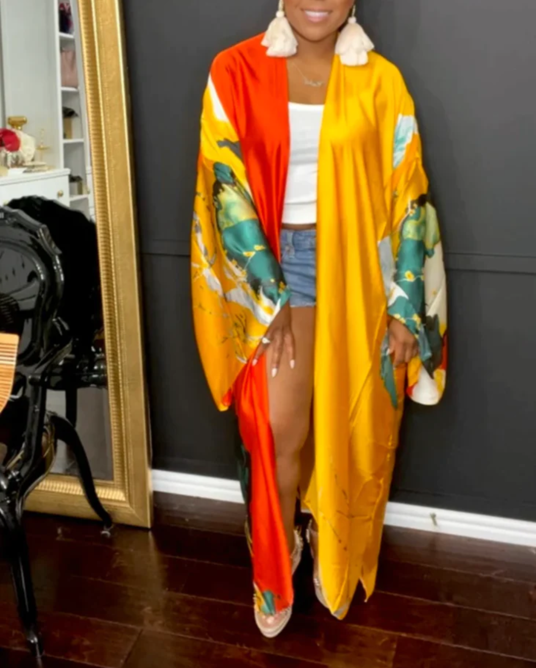 YELLOW KIMONO DRESSES (short and long length)