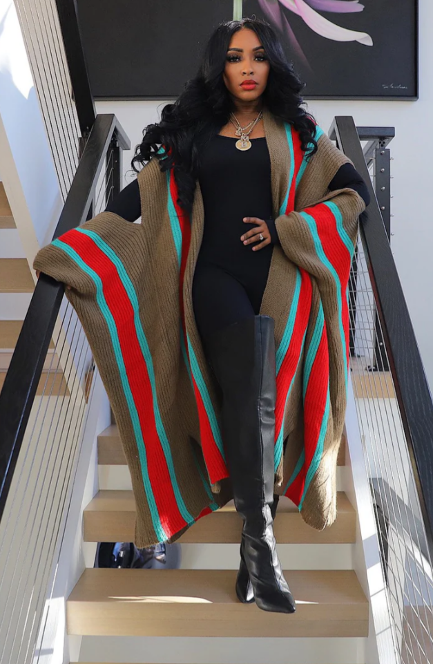 Cut-out Striped Cardigan