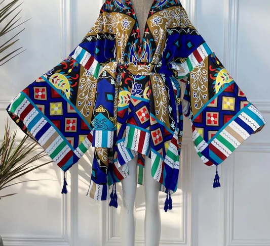 NEW PRINTS SHORT LENGTH KIMONO DRESSES