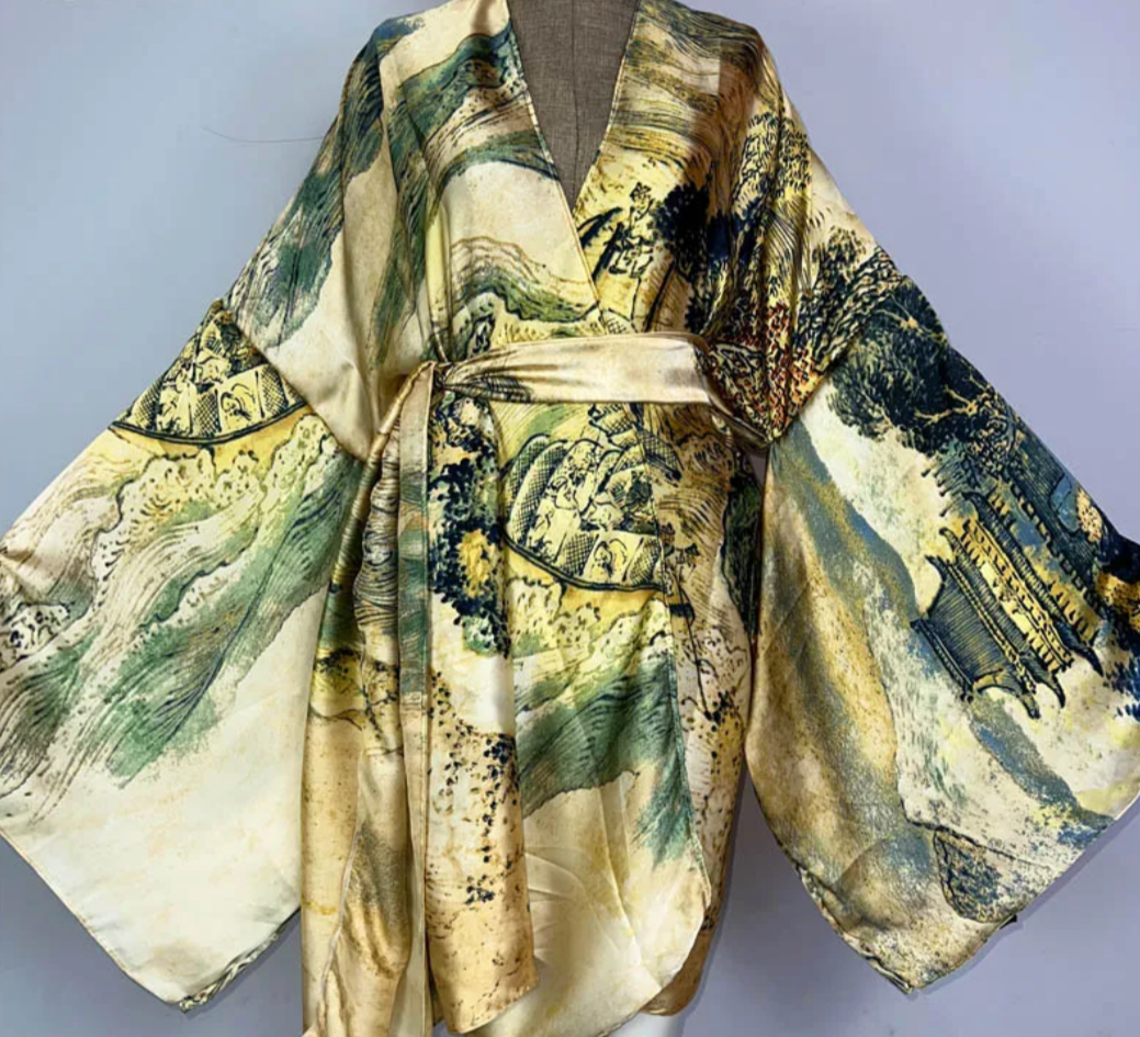 NEW PRINTS SHORT LENGTH KIMONO DRESSES