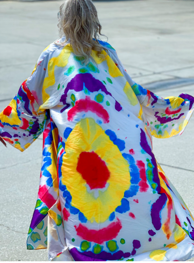 Color Splash Kimono Dress in Multicolor