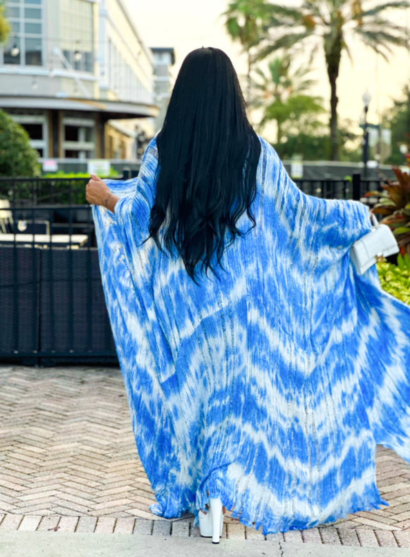 BLUE INDIGO KIMONO DRESS