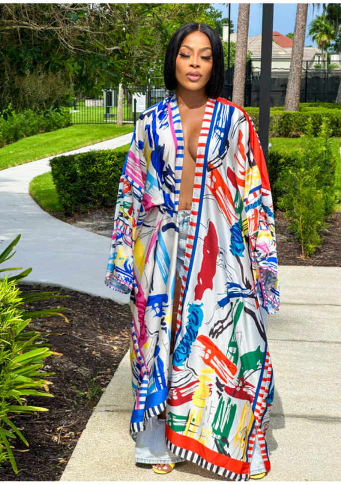 COLOR SPLASH KIMONO DRESSES - 5 COLORS