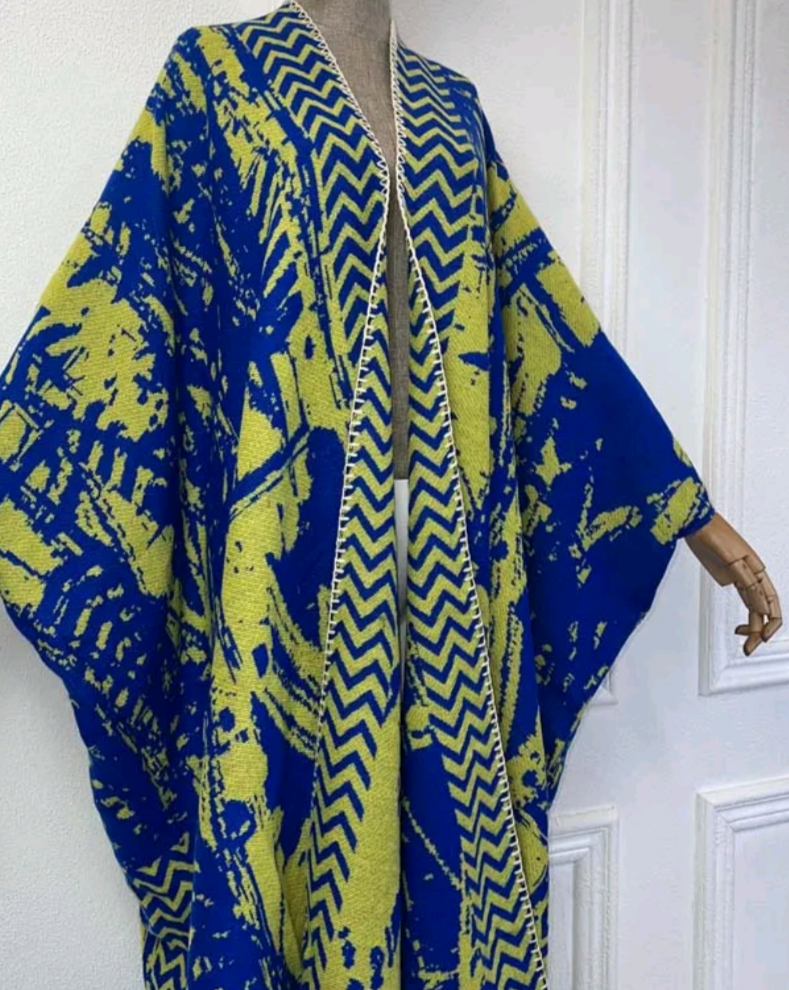 Oversized Cardigan In Yellow And Blue