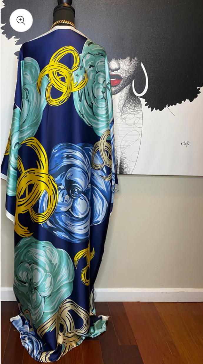 Rich Auntie Kimono Dress - Blue