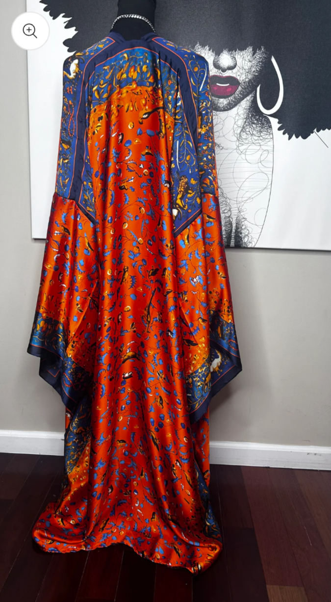 R.A. Kimono Dress in Red-Blue