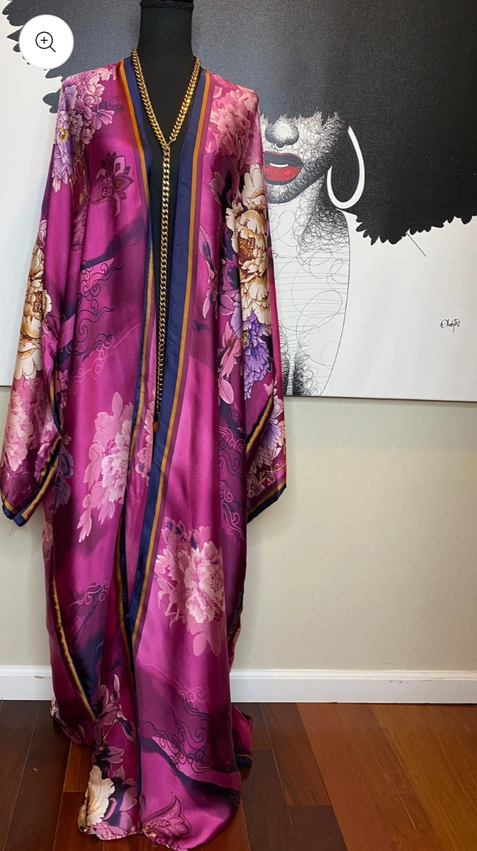 Rich Auntie Kimono - Purple Serenity