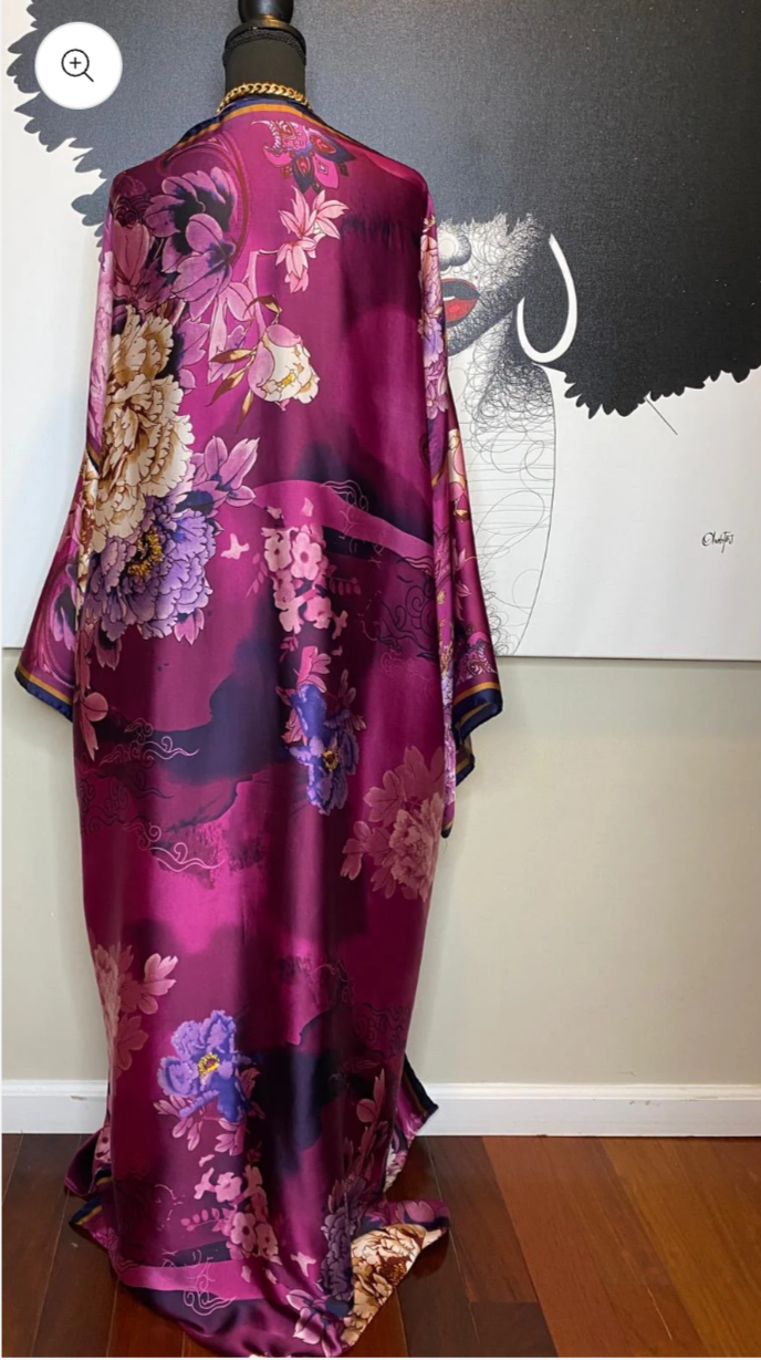 Rich Auntie Kimono - Purple Serenity