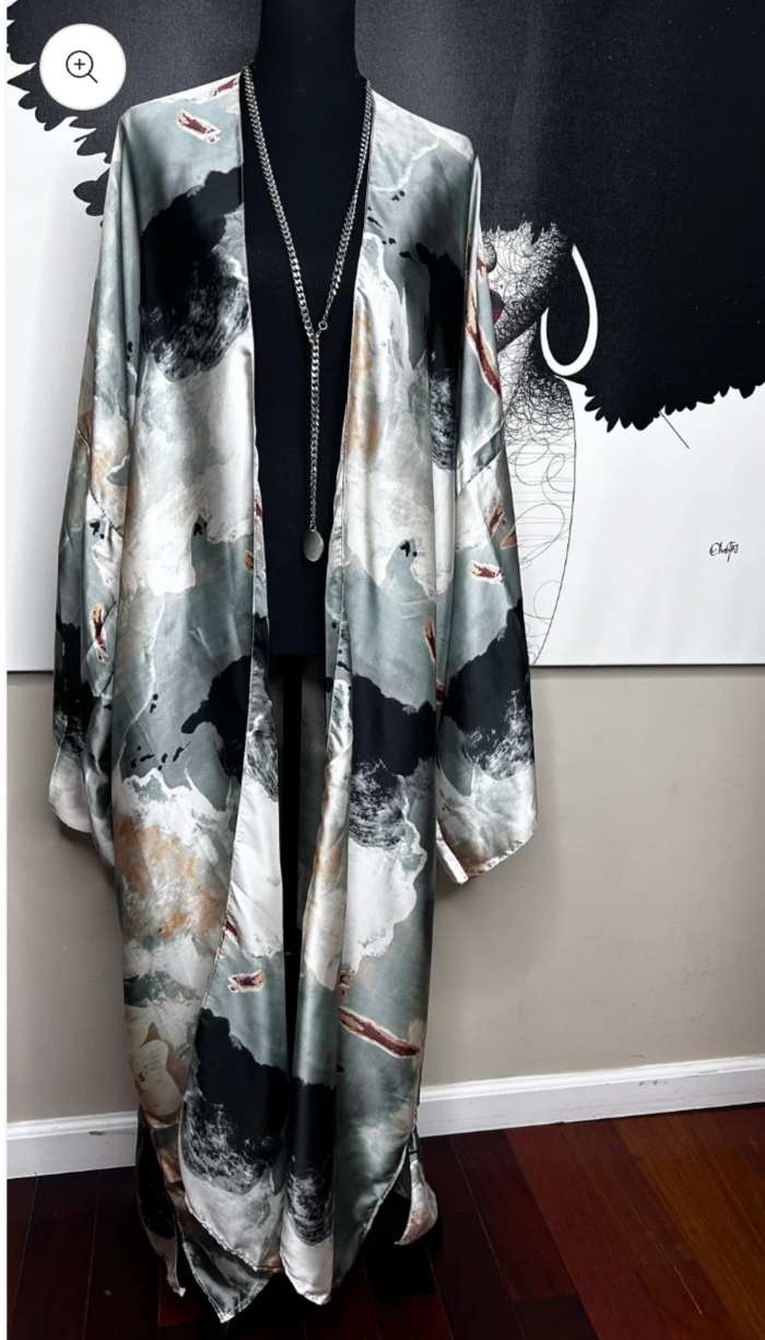 Rich Auntie Kimono Dress - Grey