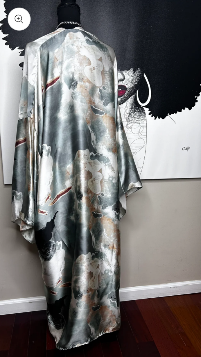 Rich Auntie Kimono Dress - Grey