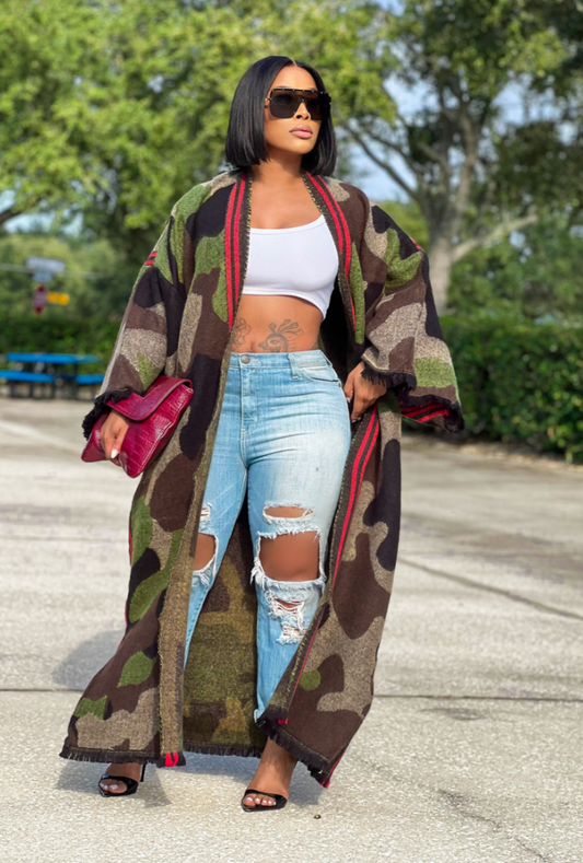 Camo-Print Cardigan