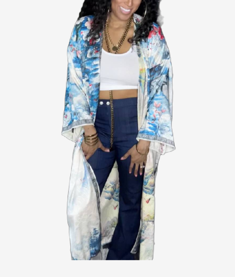 Kimono dress - Pacific Blue