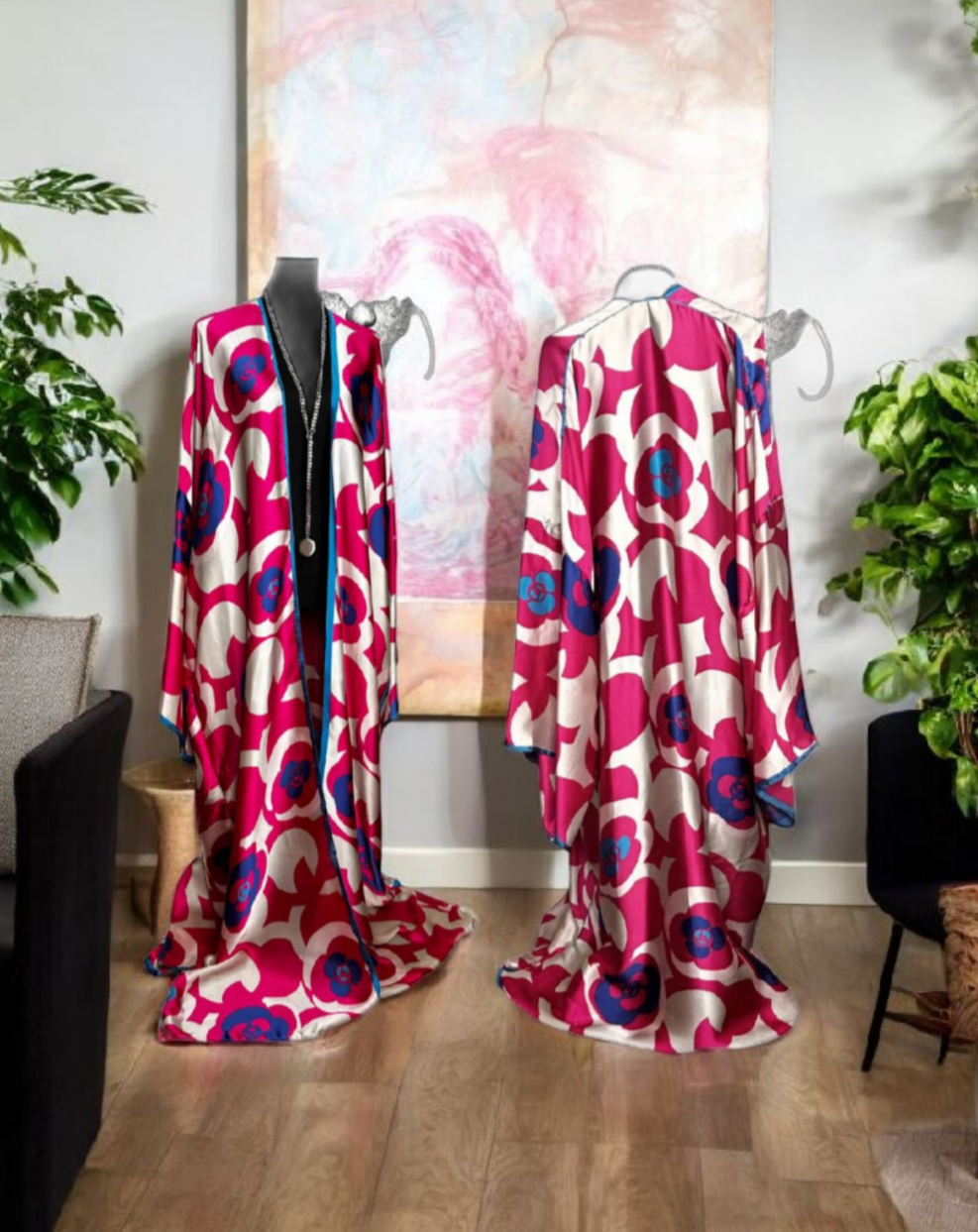 Rich Auntie Kimono dress - Pacific Rose Fushia