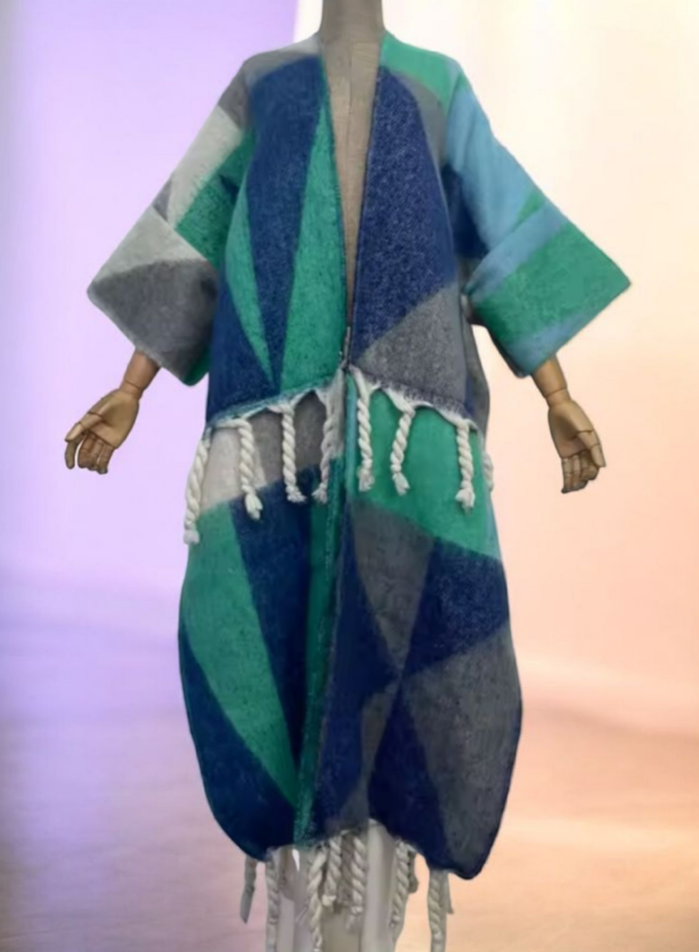 Multicolor Geometric Tassel Cardigans