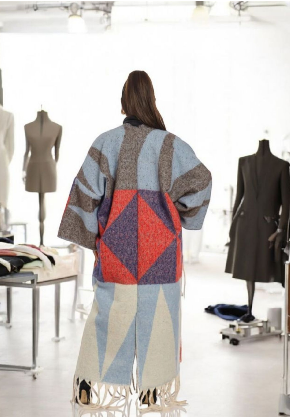 Multicolor Geometric Tassel Cardigans