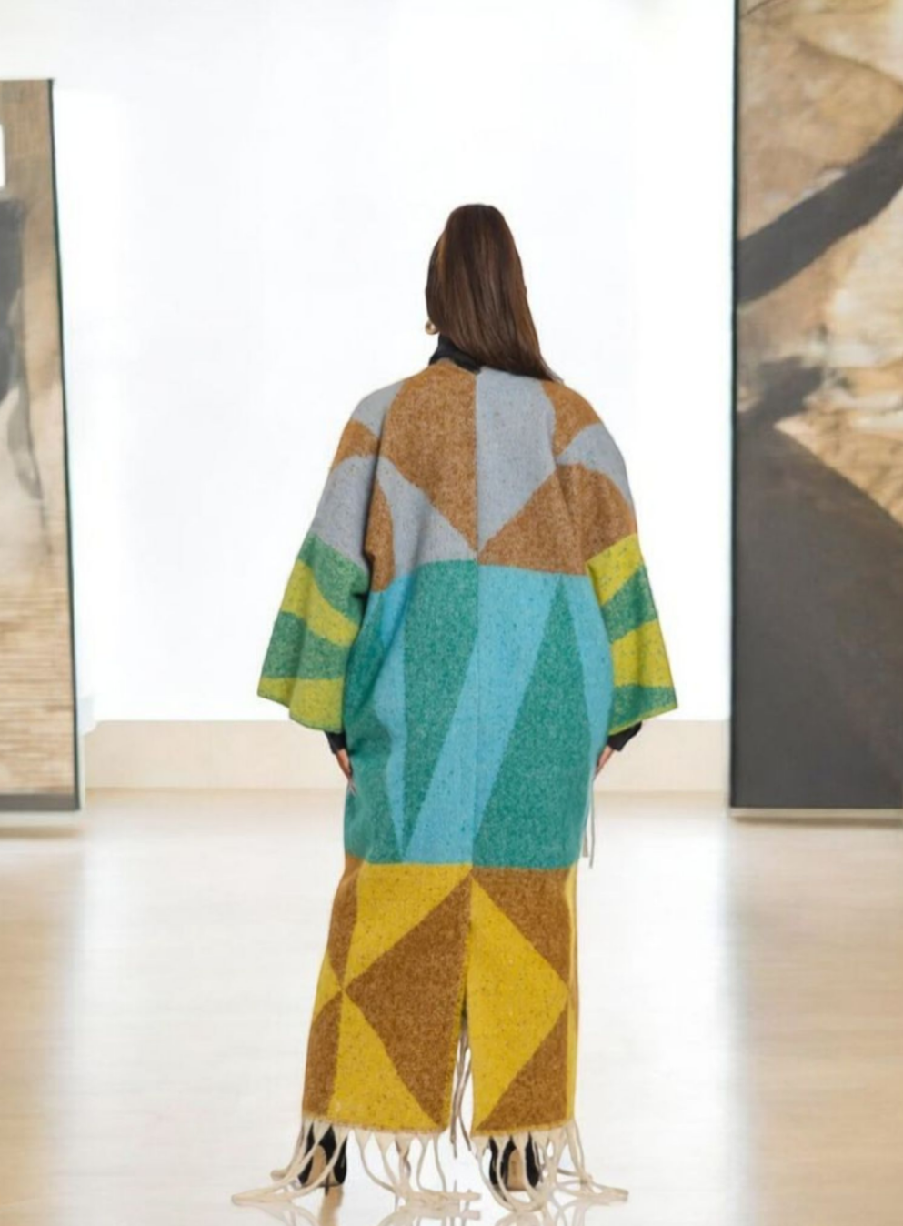 Multicolor Geometric Tassel Cardigans