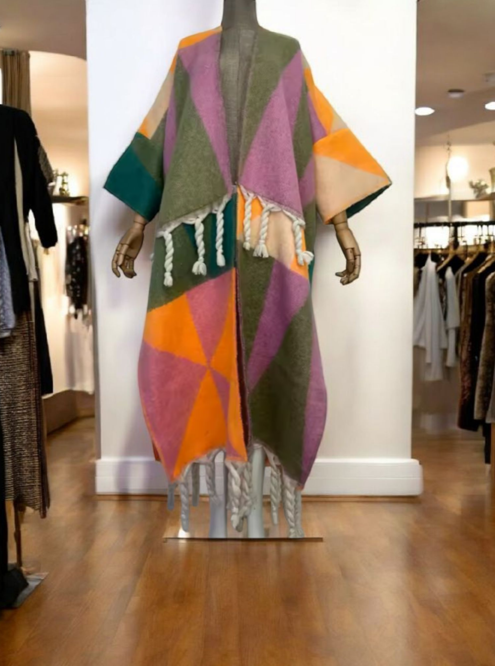 Multicolor Geometric Tassel Cardigans