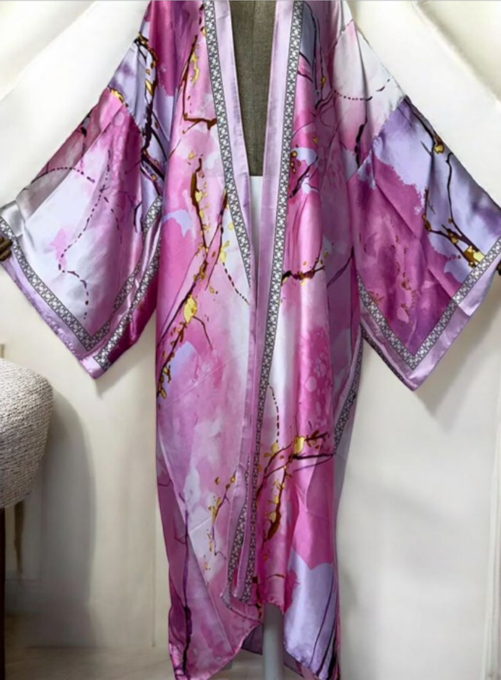 Rich Auntie Kimono Dress - Purple