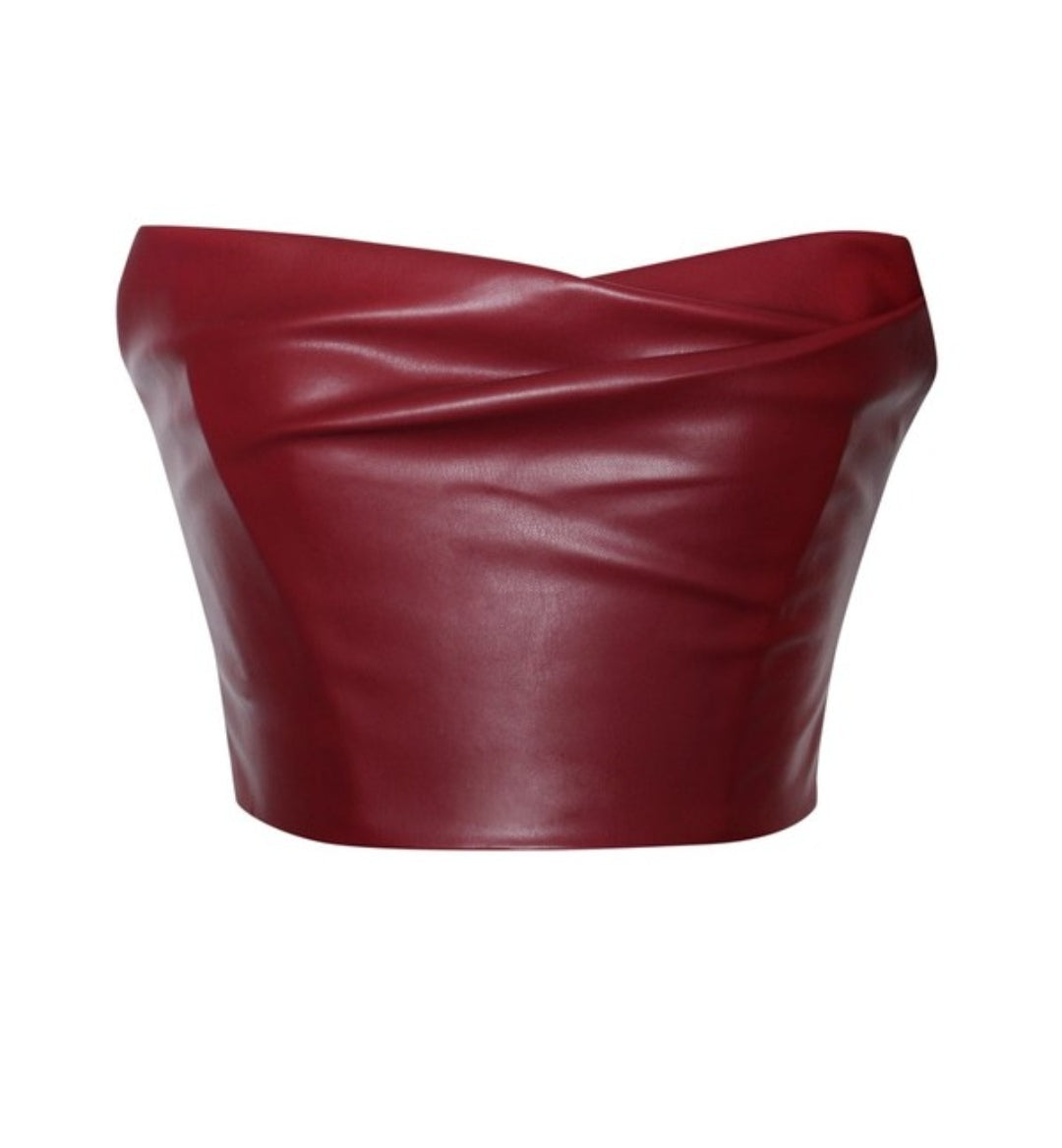 MISS CIRCLE VEGAN LEATHER SKIRT AND TOP SET