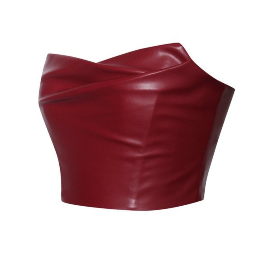 MISS CIRCLE VEGAN LEATHER SKIRT AND TOP SET
