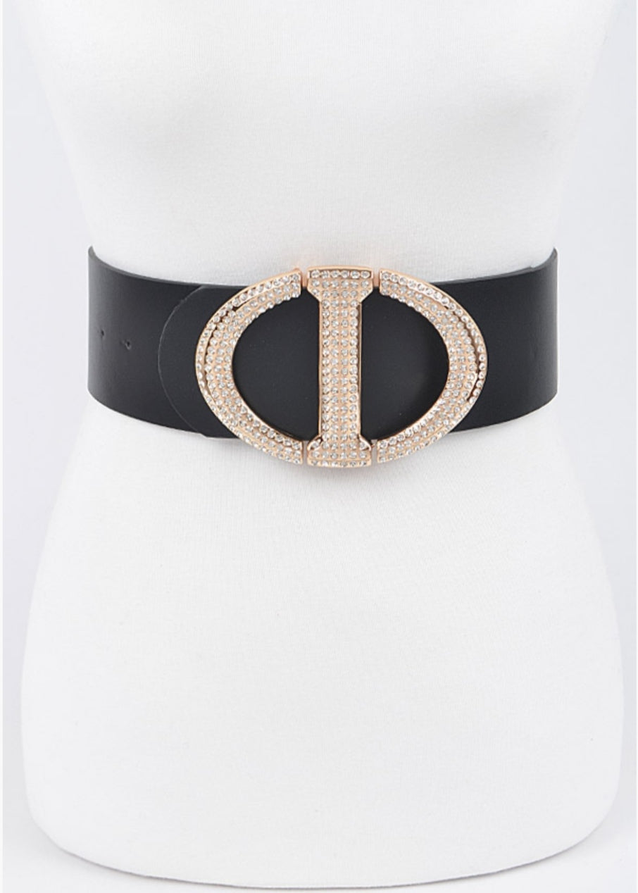 RHINESTONE BUCKLE WAIST BELT