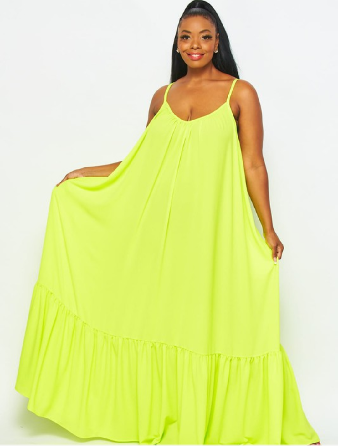 FLOWEY YELLOW MAXI DRESS  WITH POCKETS (plus size)