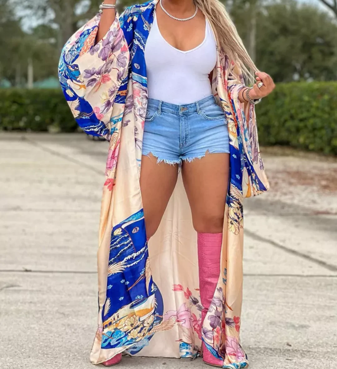 KIMONO DRESS PEACOCK