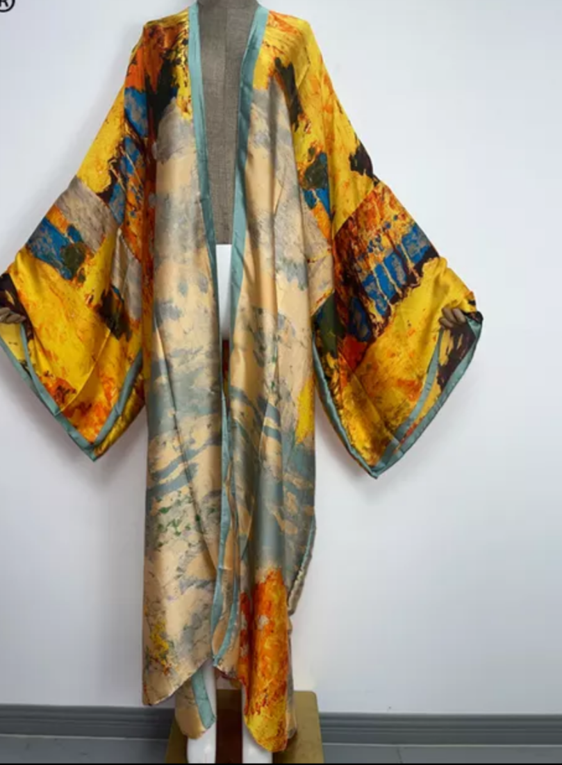 GOLDEN FLY KIMONO DRESS