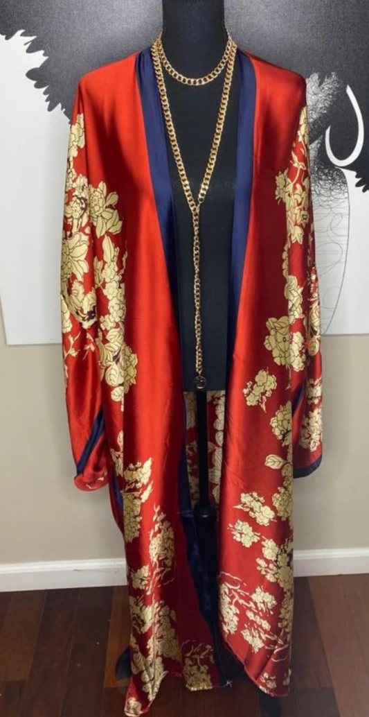 LUXURIOUS RED KIMONO DRESS