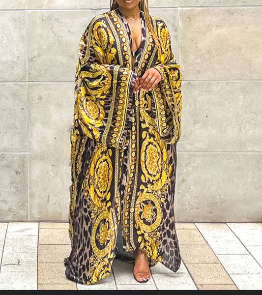 LUXURIOUS GOLD KIMONO DRESS