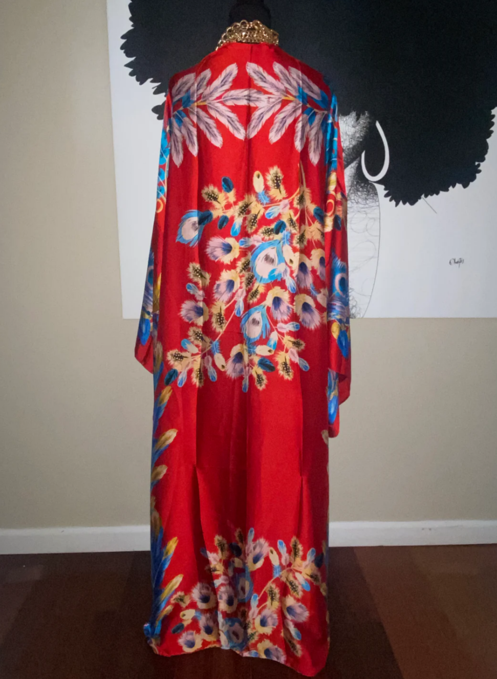 RED AND BLUE KIMONO DRESS